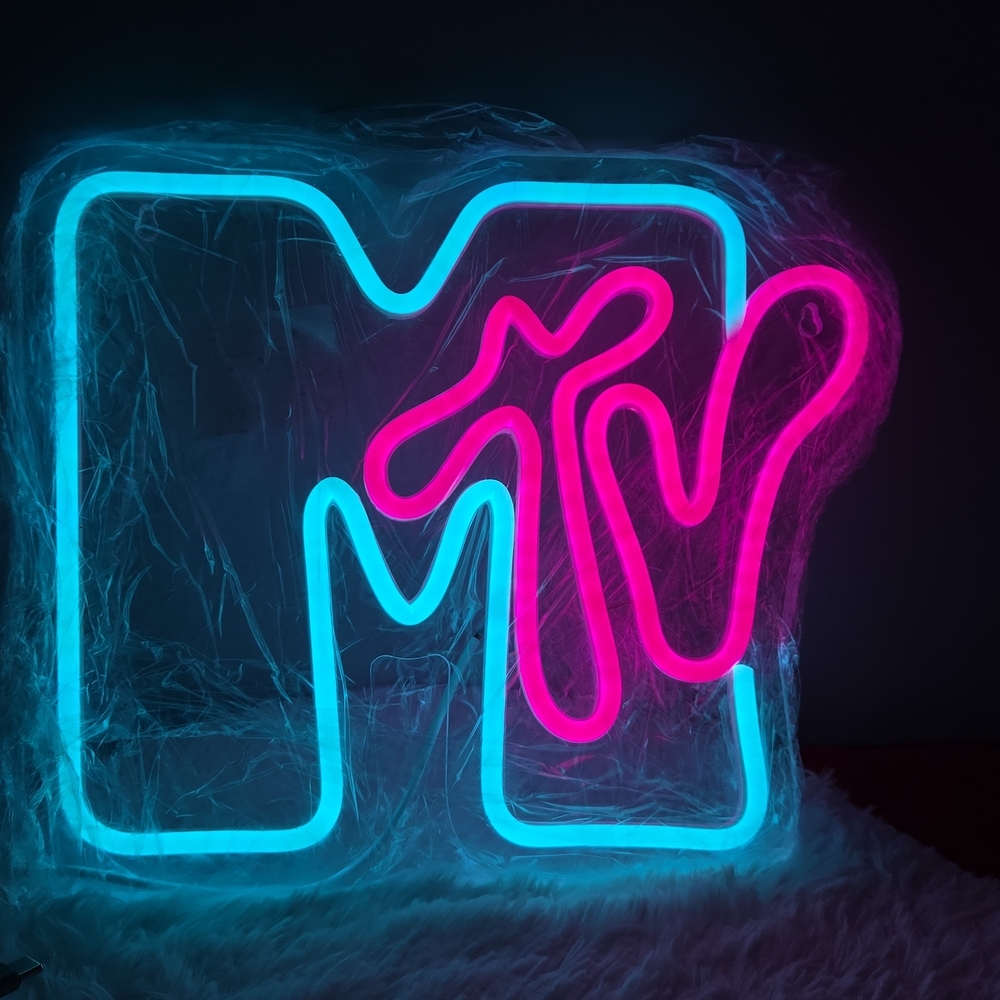 MTV Neon LED Wall Sign Music Television USB Dimmable Light Nostalgic Room Decor